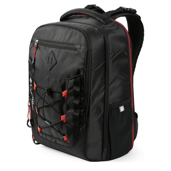Columbia Diablo Creek Backpack Diaper Bag Thermal Change Mat Black Red Pockets - Picture 1 of 16